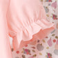 Pink pumpkin bow applique ruffle pants set