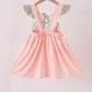 Pink pumpkin bow applique ruffle dress