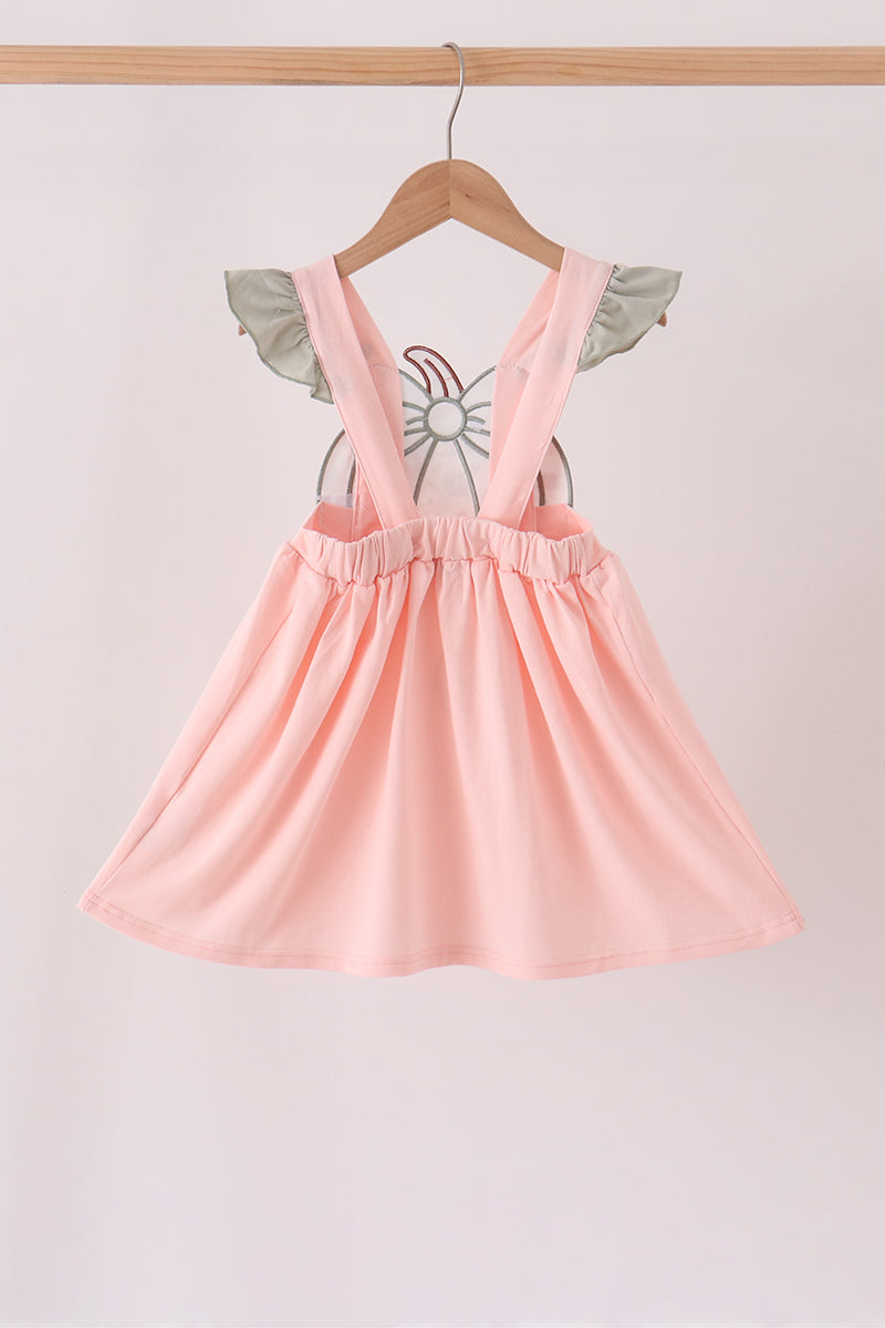 Pink pumpkin bow applique ruffle dress