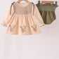 Khaki floral smocked bloomer set