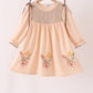 Khaki floral smocked dress