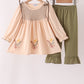 Khaki floral smocked ruffle pants set