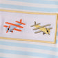 Blue airplane embroidery stripe romper