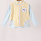 Blue airplane embroidery stripe vest set