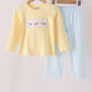 Blue airplane embroidery stripe pants set