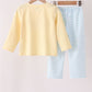 Blue airplane embroidery stripe pants set
