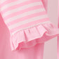 Pink football sequin stripe ruffle pants set