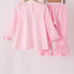 Pink football sequin stripe ruffle pants set