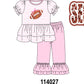 Pink football sequin stripe ruffle pants set