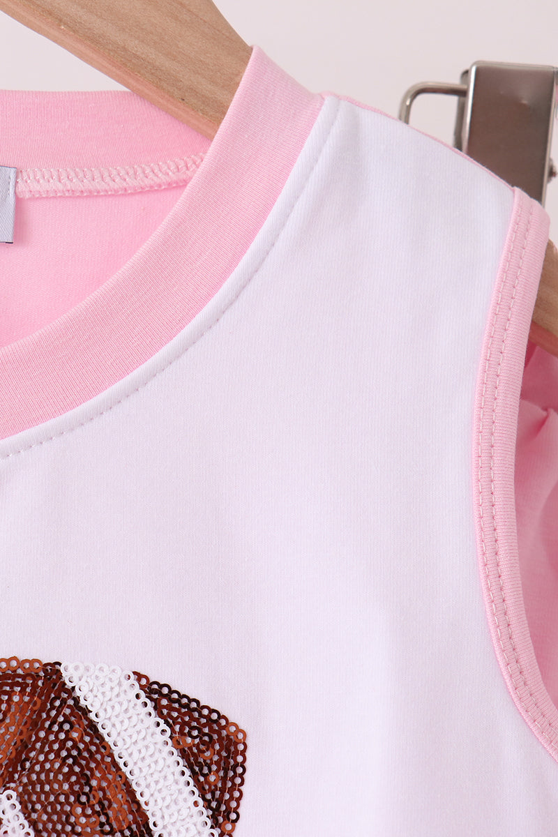 Pink football sequin skorts set