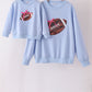 Blue football sequin mom&me top