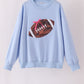 Blue football sequin mom&me top