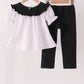 Black Ghost Embroidery Pants Set