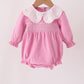 Pink corduroy lace smocked bubble