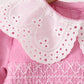Pink corduroy lace smocked bubble