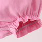 Pink corduroy lace smocked bubble