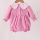 Pink corduroy lace smocked bubble