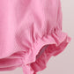 Pink corduroy lace smocked bloomer set