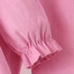 Pink corduroy lace smocked ruffle pants set