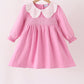 Pink corduroy lace smocked dress