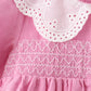 Pink corduroy lace smocked dress