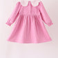 Pink corduroy lace smocked dress