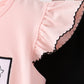 Pink Ghost Embroidery Ruffle Skorts Set