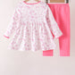 Pink Cowboy boots Smocked Pants Set