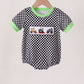 Black car embroidery checkered bubble