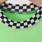Green car embroidery checkered romper