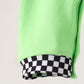 Green car embroidery checkered romper