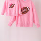 Pink football sequin mom&me top
