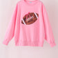 Pink football sequin mom&me top