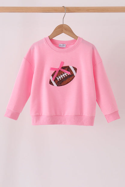 Pink football sequin mom&me top