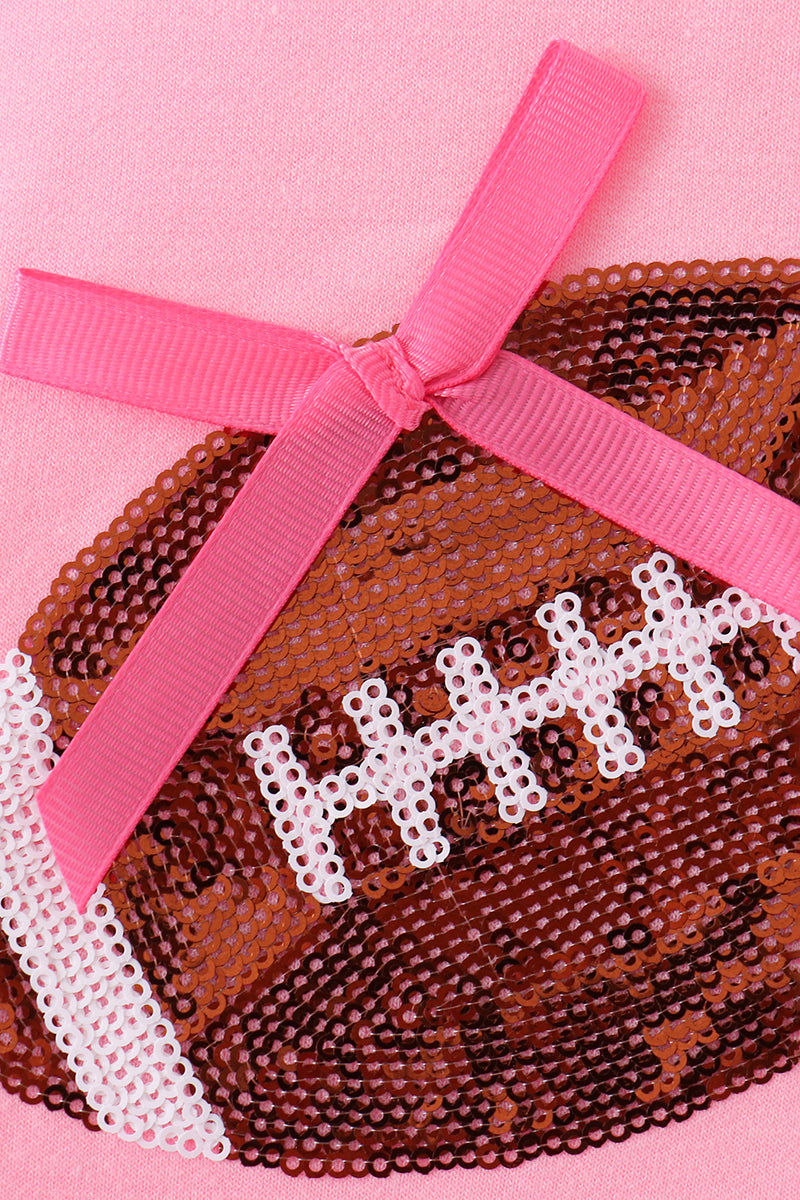 Pink football sequin mom&me top
