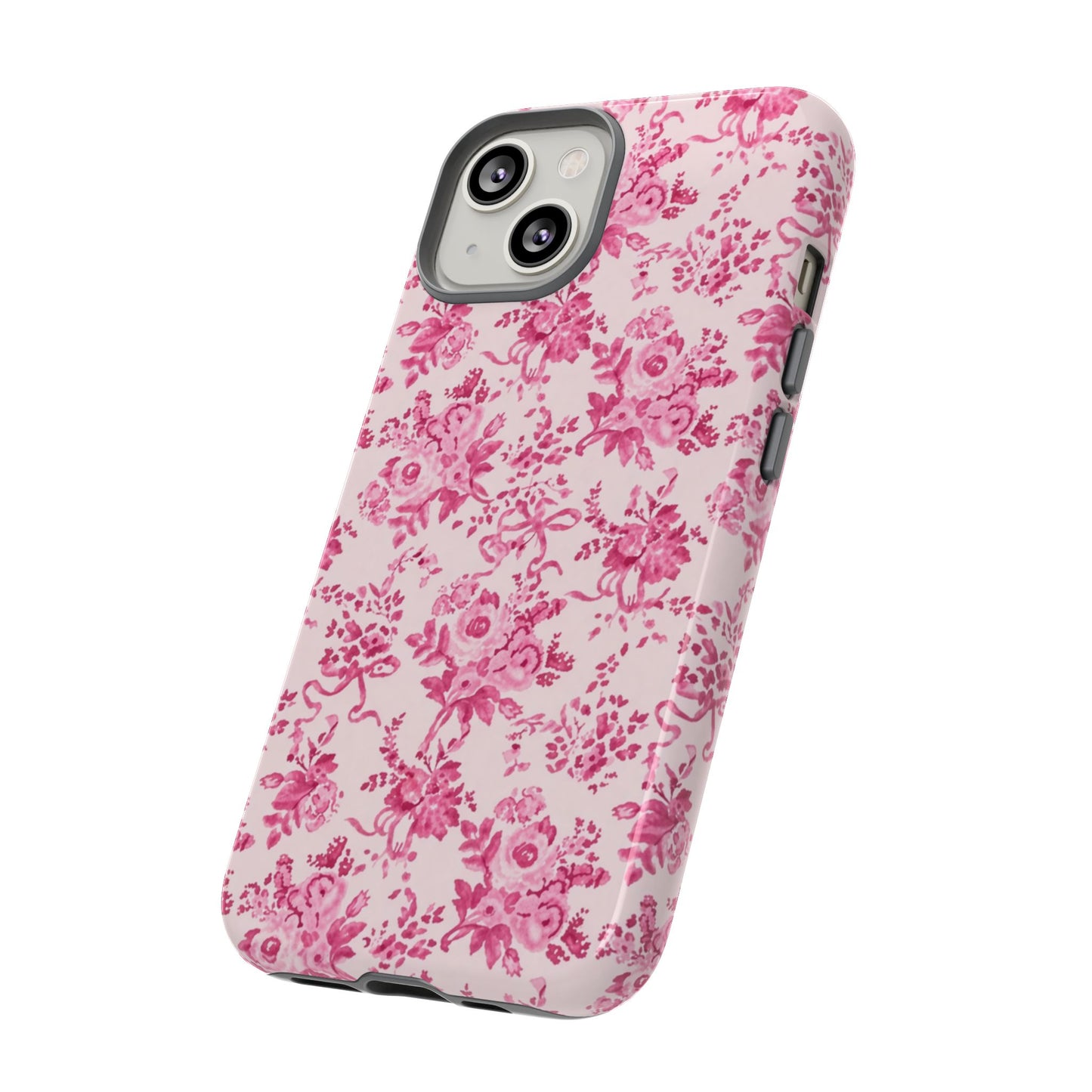 Pink Vintage Floral Tough Phone Case — Protective iPhone Cover