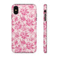 Pink Vintage Floral Tough Phone Case — Protective iPhone Cover