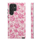 Pink Vintage Floral Tough Phone Case — Protective iPhone Cover