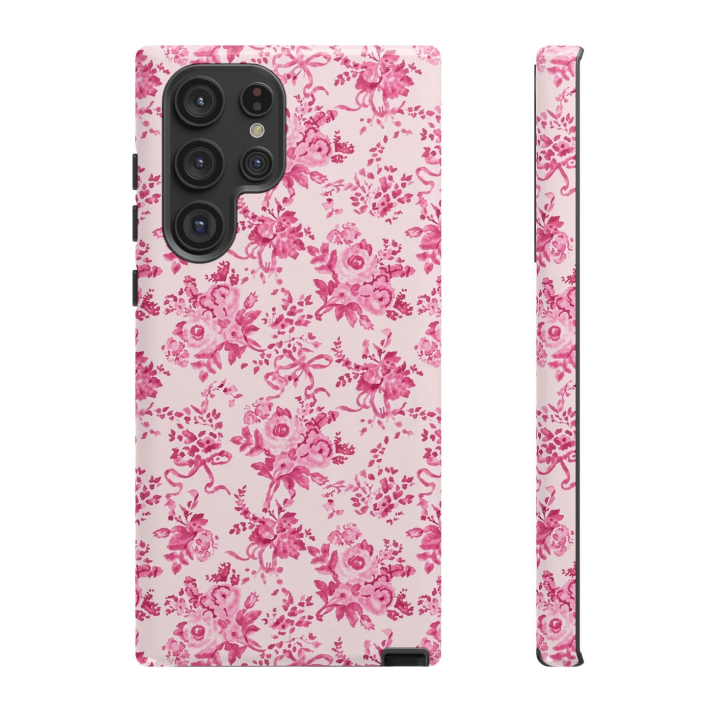Pink Vintage Floral Tough Phone Case — Protective iPhone Cover