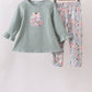 Sage Floral Pumpkin Applique Pants Set