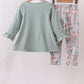 Sage Floral Pumpkin Applique Pants Set