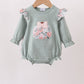 Sage Floral Pumpkin Applique Ruffle Bubble