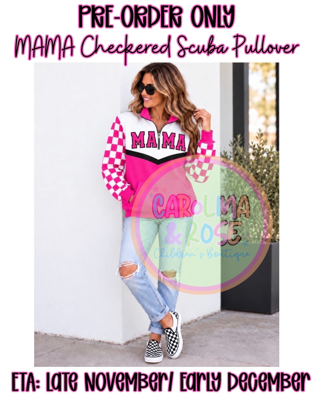MAMA Checkered ¼-Zip Scuba Pullover *PRE-ORDER*