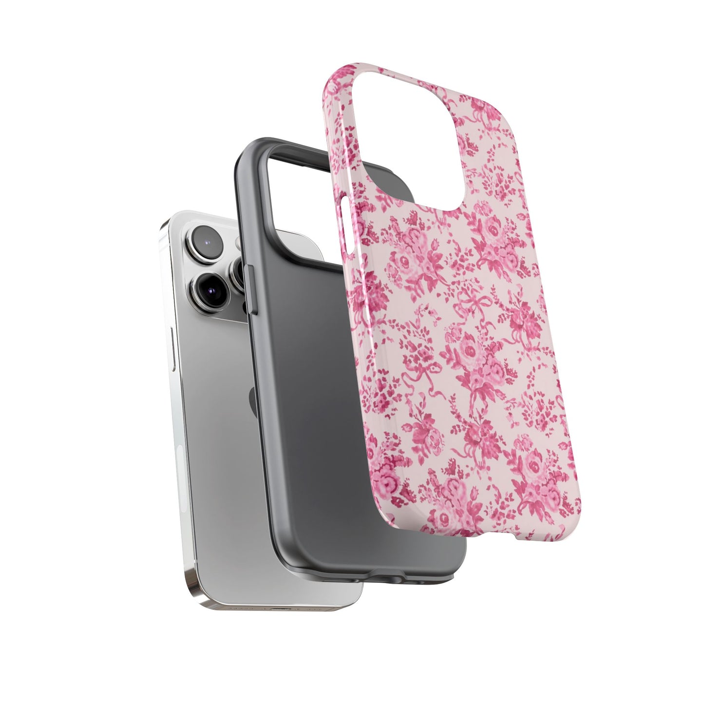 Pink Vintage Floral Tough Phone Case — Protective iPhone Cover