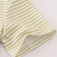 Green pinecone embroidery stripe top