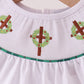 White wreath smocked dress
