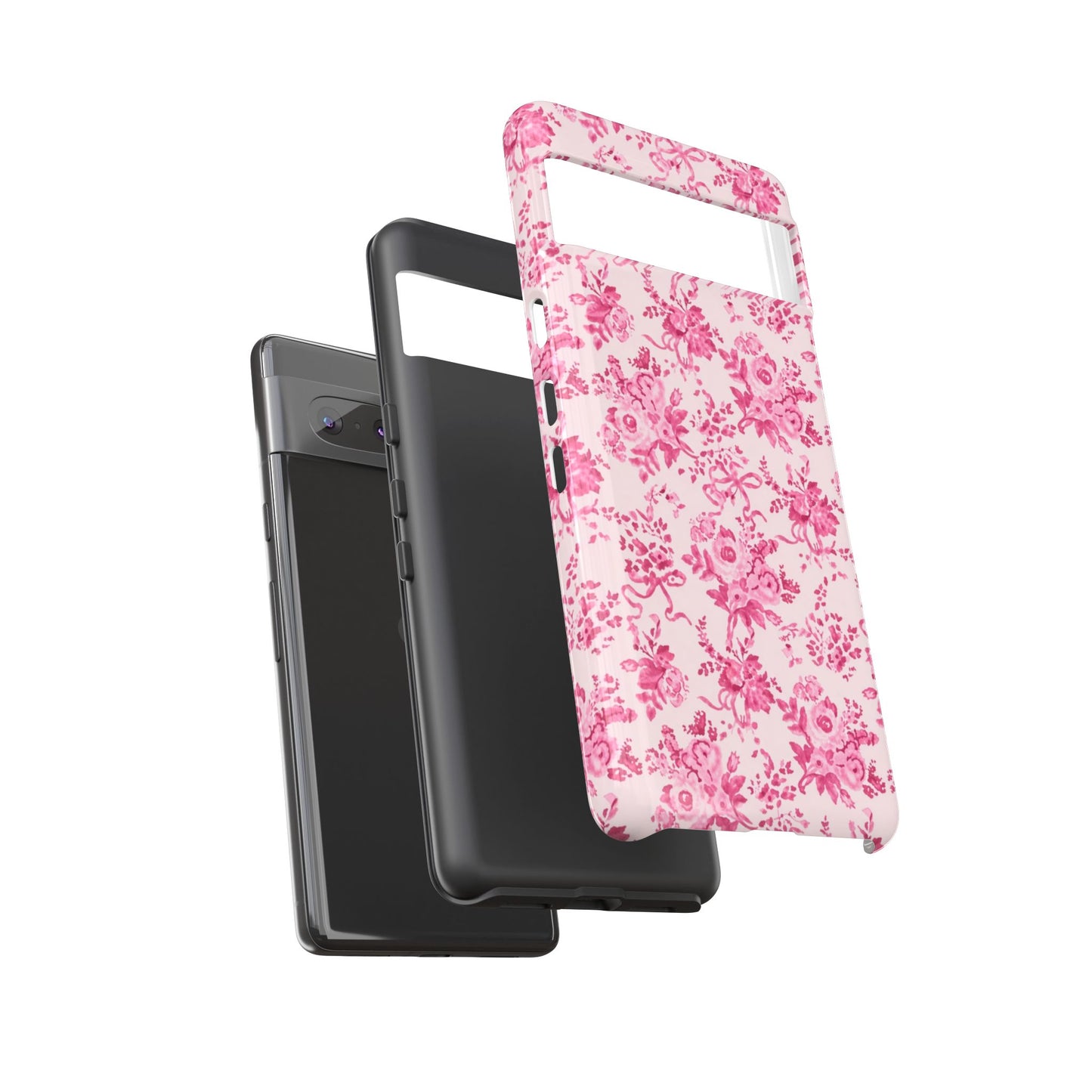 Pink Vintage Floral Tough Phone Case — Protective iPhone Cover