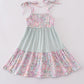 Garden gingham mom&me tiered dress