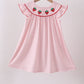 Pink strawberry embroidery gingham dress