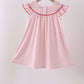 Pink strawberry embroidery gingham dress